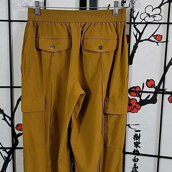 Athleta Vienna Cargo Pant Travel Commute Relaxed Wide Leg Brass Yellow - Picture 8 of 9